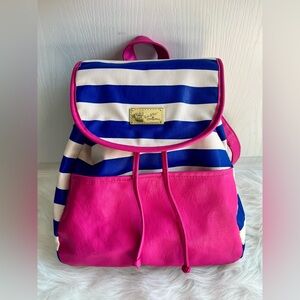 Luv Betsey by Betsey Johnson Pink and Blue Striped mini Backpack purse